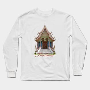 Typical traditional Thai Buddhist temple frontage with the word 'Thailand' written below. Long Sleeve T-Shirt